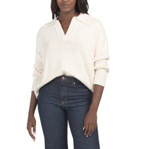 LA BIZ Cream Collared Sweater